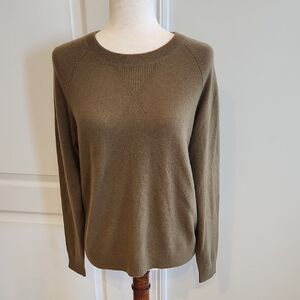 NWT Garnet Hill Essential Wash-able Cashmere Sweatshirt Small Green